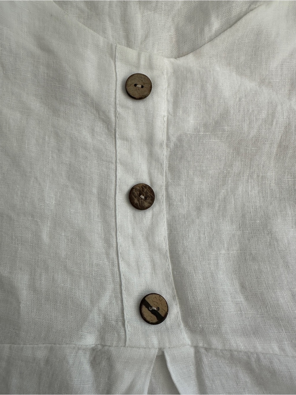 Laura Bianchi Italy White 100% Linen Henley Top Blouse Medium - Picture 4 of 6